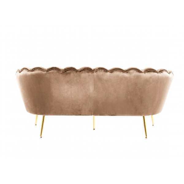Soffa 3-sits i m�rk beige sammet/m�ssing - Kingsley