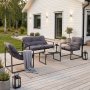 Utem�bler i grupp - soffa, 2 f�t�ljer & soffbord - svart glas utomhus