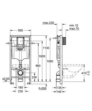 Grohe Rapid SL f�r v�ggmonterad WC - stol Rapid SL 38624