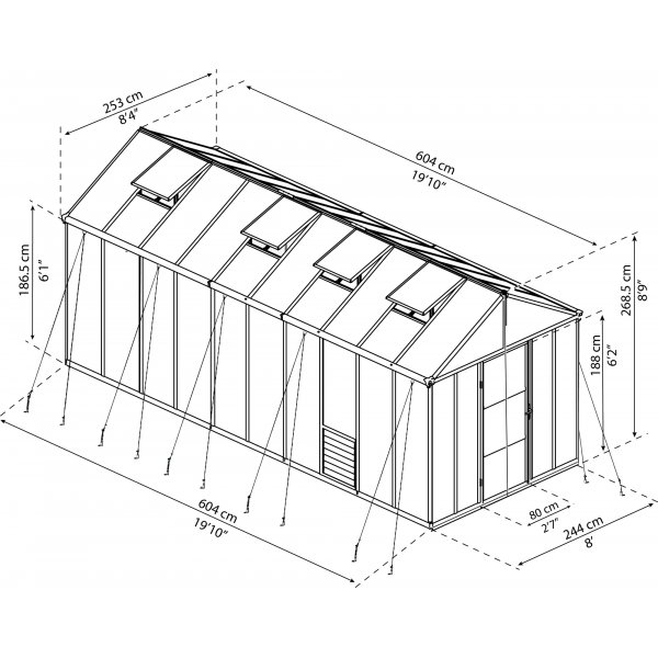 Canopia Glory Polycarbonate Drivhus 15,3 m - Mrkegr
