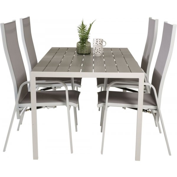 Ervalla Spisegruppe (150x90) - Hvid/Gr� - 4 Stole