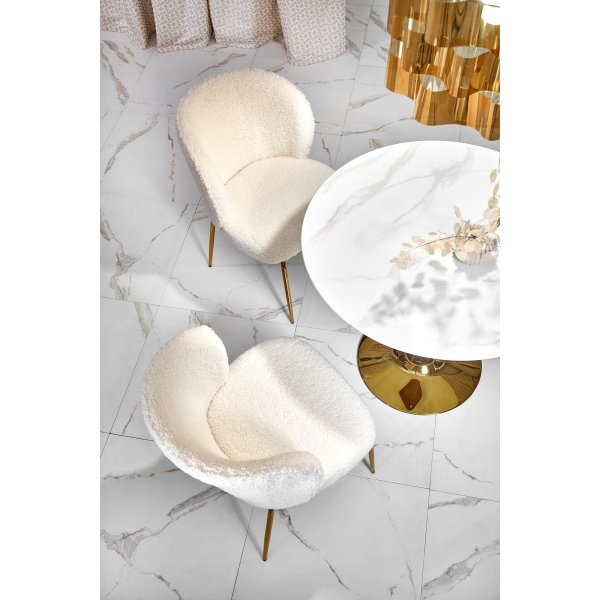 Matbord runt �90 cm - Marmorerat glas/guld