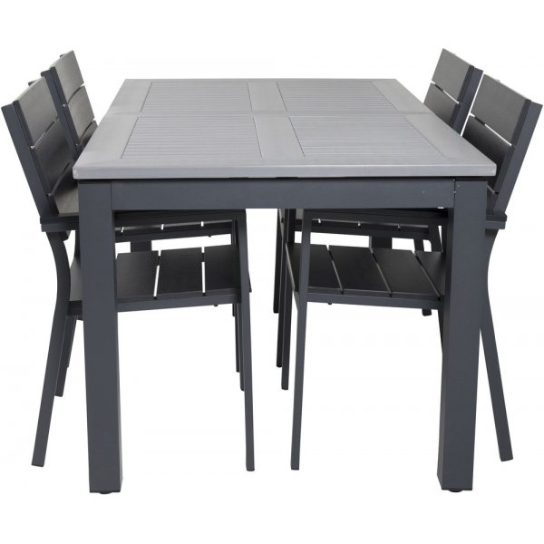 Ekens Spisegruppe (152x90) - Sort/Gr - 4 Stole