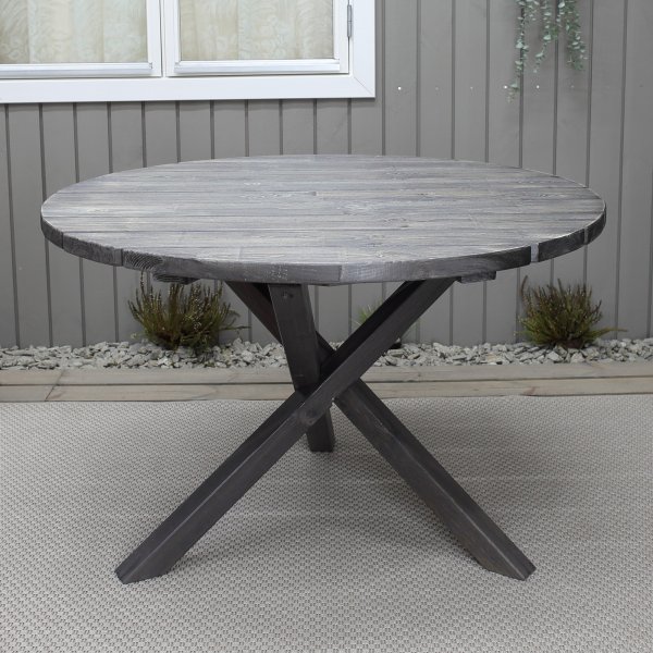 Runder Gartentisch Scottsdale - Ø112 cm | Rustikales Grau + Reinigungsspray für Gartenmöbel Runder Gartentisch Scottsdale - Ø112 cm | Rustikales Grau + Reinigungsspray für Gartenmöbel