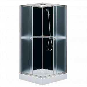 Duschkabin 80×80x195 cm | Vit bakglas & aluminiumprofil | Liris Duschkabin 80×80x195 cm | Vit bakglas & aluminiumprofil | Liris