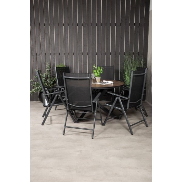 Tottarp Matgrupp (ø140) - Svart/Brun - 6 Stolar Tottarp Matgrupp (ø140) - Svart/Brun - 6 Stolar