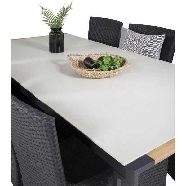 Tornsborg Matgrupp (200x100) - Svart/Gr� - 6 Stolar