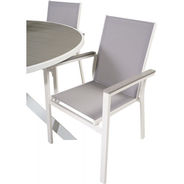 Ebbarp Matgrupp (ø140) - Vit/Grå - 4 Stolar Ebbarp Matgrupp (ø140) - Vit/Grå - 4 Stolar