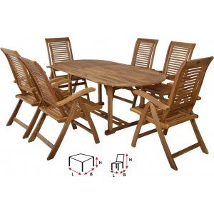 malung - matgrupp i akaciaträ + textilimpregnering för utemöbler