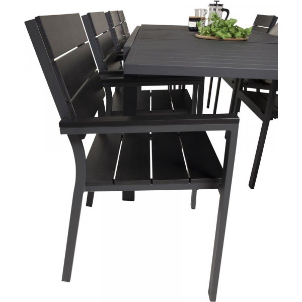 Holma Matgrupp (160x100) - Svart - 8 Stolar