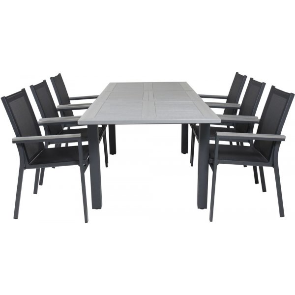 Ekens Matgrupp (152x90) - Svart/Gr - 6 Stolar