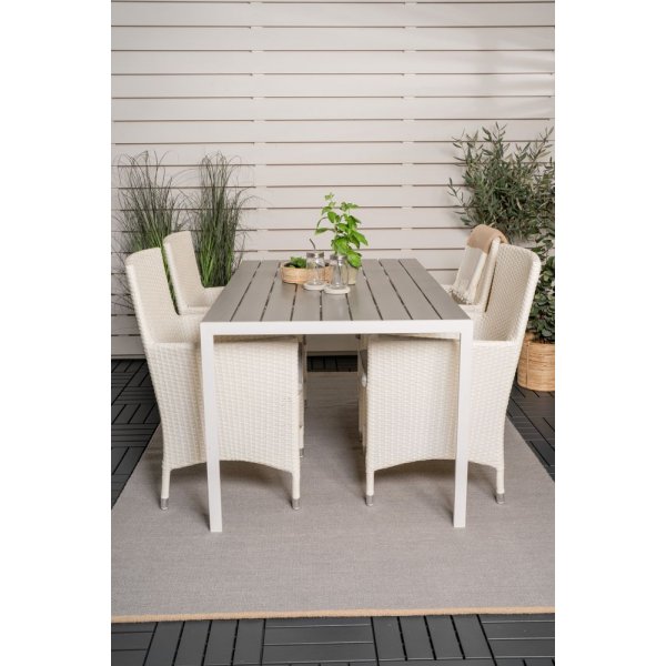 Ervalla Matgrupp (150x90) - Vit/Gr - 4 Stolar