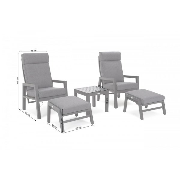 Solstol Morton med bord & fotpall - Mörkgrå/grå Solstol Morton med bord & fotpall - Mörkgrå/grå