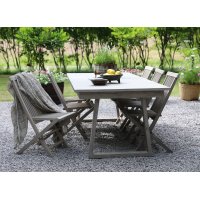 Matgrupp Saltö grå teak: Bord 240 cm inklusive 6 st fällbara stolar i grå teak Matgrupp Saltö grå teak: Bord 240 cm inklusive 6 st fällbara stolar i grå teak