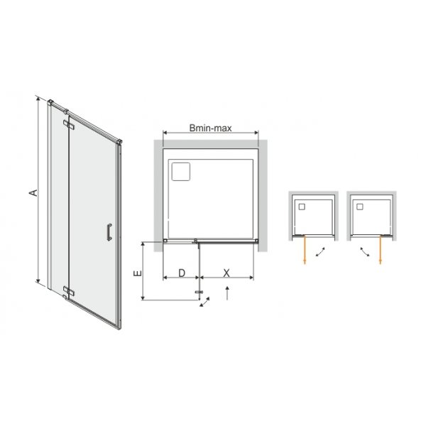 Brusedør Free Line - 6mm glas (ende + dør H 200 cm) Brusedør Free Line - 6mm glas (ende + dør H 200 cm)