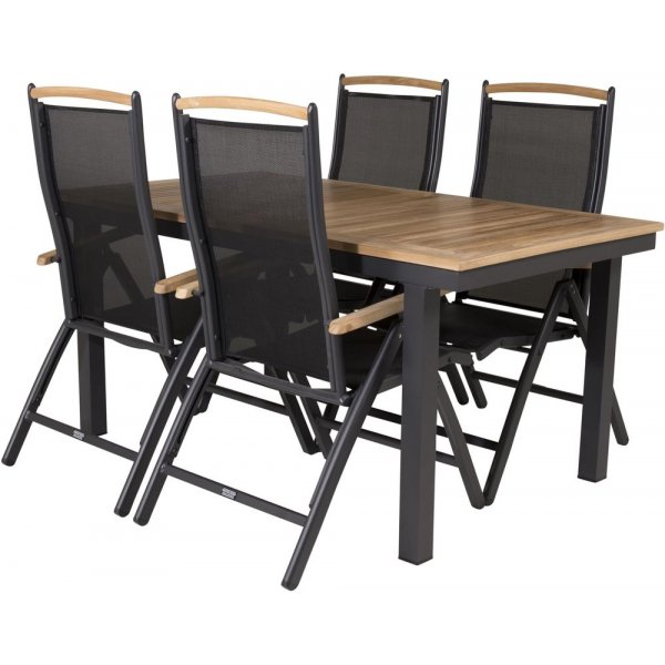 Dotorp Matgrupp (160x90) - Svart/Natur - 4 Stolar