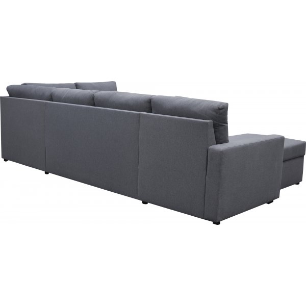 U-soffa b�ddsoffa Dream med f�rvaring - 299 cm - m�rkgr�