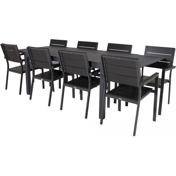 Holma Matgrupp (160x100) - Svart - 8 Stolar