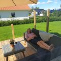 Kundebillede Gransholm udendørs møbelsæt hjørnesofa med bord - Natur polyrattan