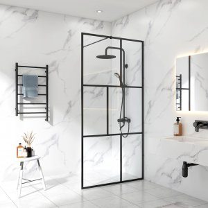 Duschv&auml;gg 80&times;200 cm &ndash; svart spr&ouml;js & 6 mm s&auml;kerhetsglas