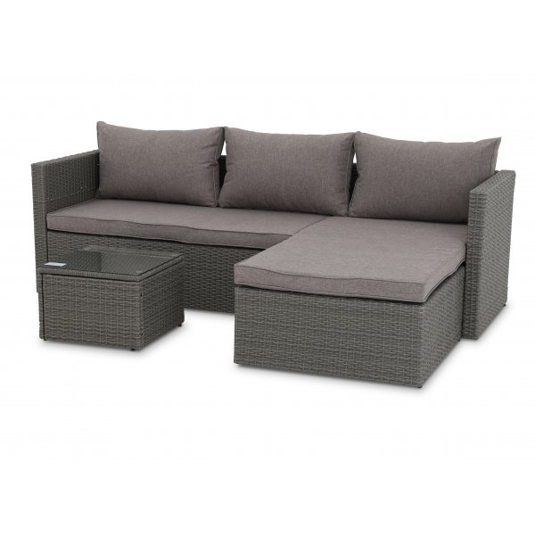 Loungegruppe - Östhammar | Graues Kunstrattan + Textilimprägnierung für Outdoormöbel Loungegruppe - Östhammar | Graues Kunstrattan + Textilimprägnierung für Outdoormöbel