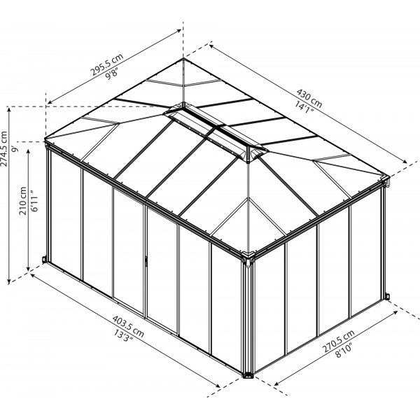 Canopia Ledro Drivhus Orangeri 12,7 m² - Grå Canopia Ledro Drivhus Orangeri 12,7 m² - Grå
