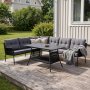 Ecksofa schwarz mit grauen Kissen - Berlin + M�belpflege