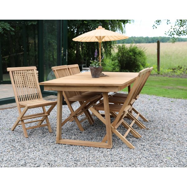 Saltö Garten-Essgruppe Esstisch 180x100 cm mit 6 Saltö Esszimmerstühlen - Teak + Textilimprägnierung für Outdoormöbel Saltö Garten-Essgruppe Esstisch 180x100 cm mit 6 Saltö Esszimmerstühlen - Teak + Textilimprägnierung für Outdoormöbel