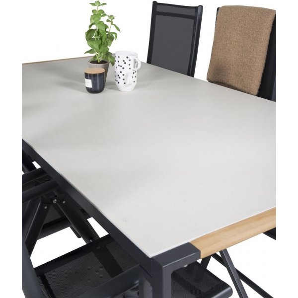 Tornsborg Matgrupp (200x100) - Svart/Gr - 6 Stolar