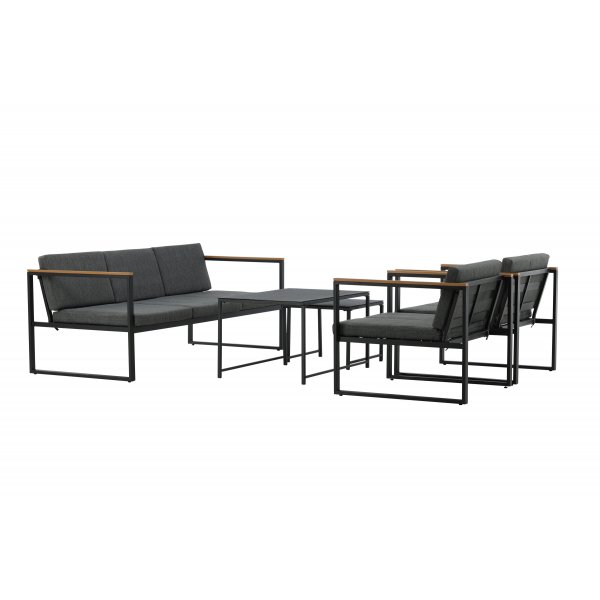 Loungegrupp Svart ram Gr�a dynor med bord - Dakar