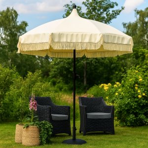 Aurinkovarjo - Circus | tupsuilla | Ø270 cm | Beige Aurinkovarjo - Circus | tupsuilla | Ø270 cm | Beige