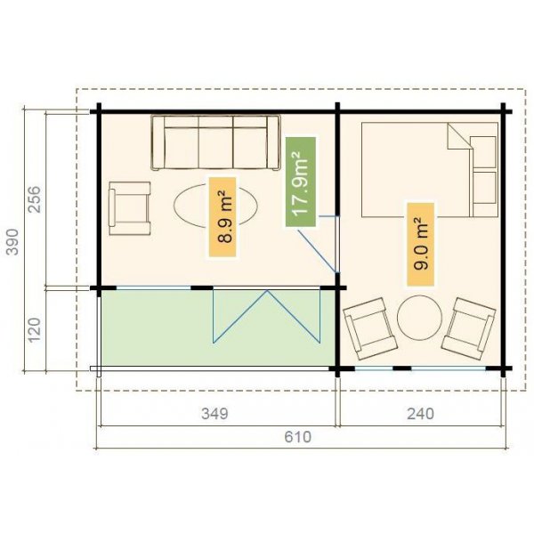 Attefallshus Ekaren H - 23,7 m² Attefallshus Ekaren H - 23,7 m²