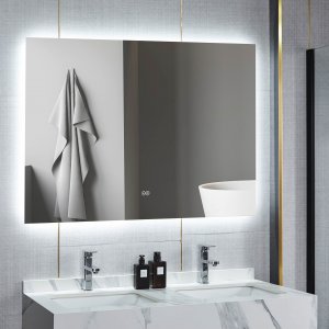 Badrumsspegel 120 x 100 cm med LED-belysning och anti-fog