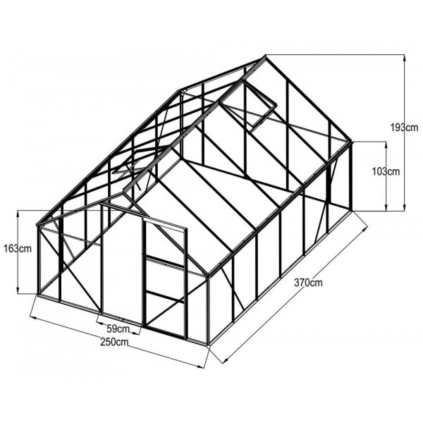 Växthus Walk-in - 9,3 m² - svart Växthus Walk-in - 9,3 m² - svart