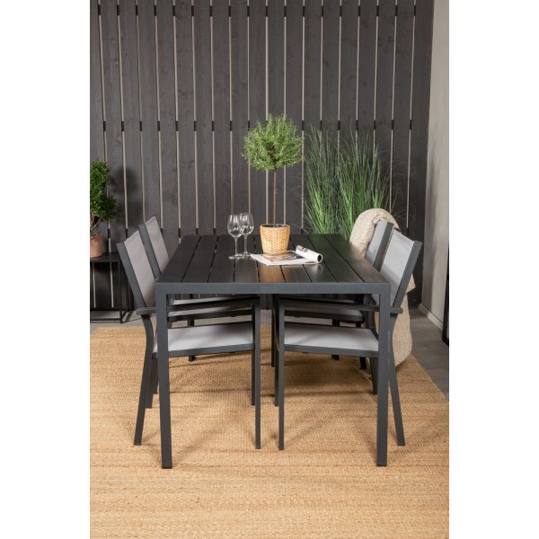 Ervalla Matgrupp (150x90) - Svart - 4 Stolar