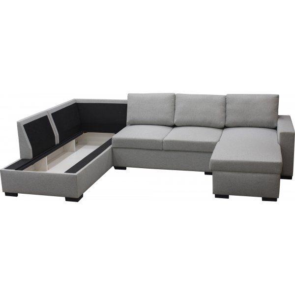 U-soffa Solna med f�rvaring - 309 cm - ljusgr�