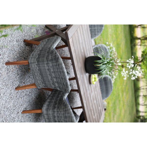 Gartenmöbel-Set 220 cm Braun/Grau mit 6 Stühlen + Textilimprägnierung für Outdoormöbel Gartenmöbel-Set 220 cm Braun/Grau mit 6 Stühlen + Textilimprägnierung für Outdoormöbel