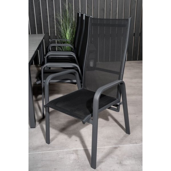 Pr�ssebo Matgrupp (160x100) - Svart/Gr� - 8 Stolar