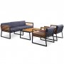 Loungegrupp utomhus akacia-aluminium med dynor & soffbord