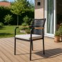 Utestol stapelbar i rep - Svart/Teak