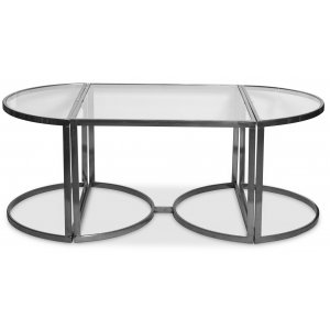 Prins soffbord och sidobord set om 3 bord -  Silver/Glas
