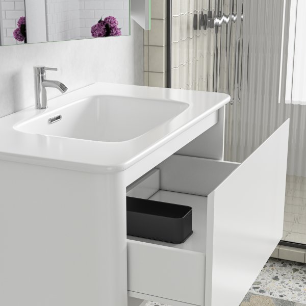 Kylpyhuonekalusteet Genava 80 cm - Valkoinen + WC-paperin pidike Kylpyhuonekalusteet Genava 80 cm - Valkoinen + WC-paperin pidike