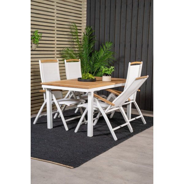 Dotorp Matgrupp (160x90) - Vit/Natur - 4 Stolar