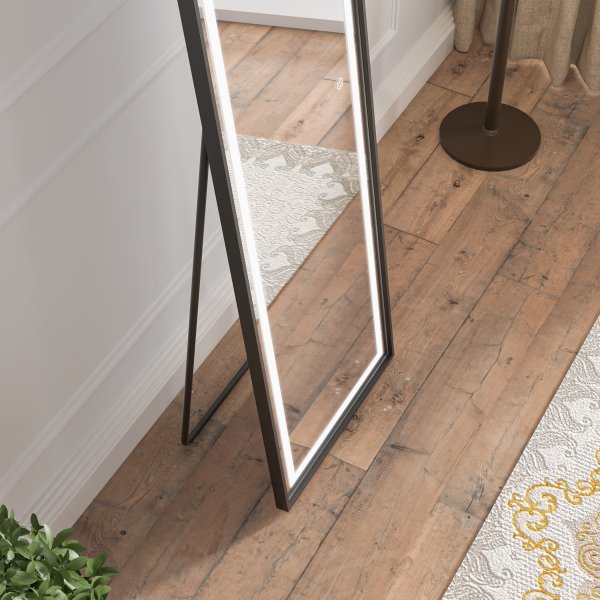 Lattiapeili valaistuksella - 170x50 cm - musta kehys Lattiapeili valaistuksella - 170x50 cm - musta kehys