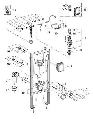 Grohe Rapid SL f�r v�ggmonterad WC - stol Rapid SL 38624