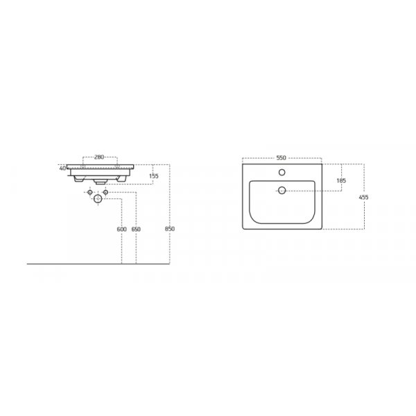 Badrumsmbler Instinct 55 - Natural Oak/Svart med spegelskp