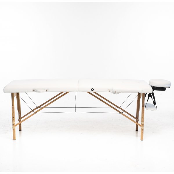 Massageb�nk med tr�ben - 2 zoner - Vit