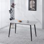 Inez matbord med keramisk vit matt marmor - 140x80 cm