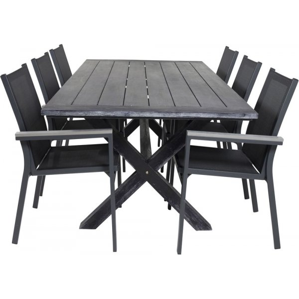 Ramsj Matgrupp (200x100) - Svart - 6 Stolar