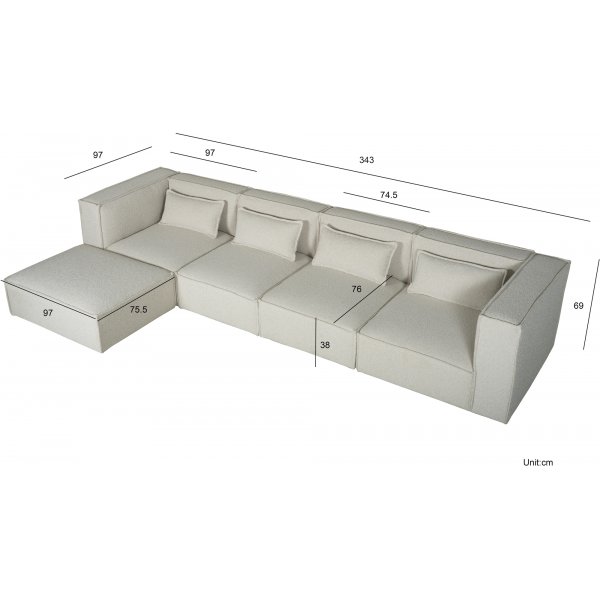 Nees modulsoffa - sittpuff - Stone White Nees modulsoffa - sittpuff - Stone White
